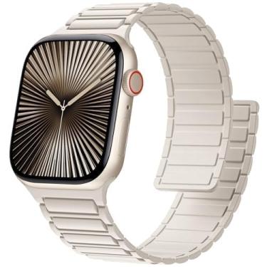 Imagem de Pulseira magnética para Apple Watch séries 11/10/9/8/7/6/5/4/3/SE/2nd/Ultra 3 de 49 mm, 46 mm, 45 mm, 44 mm, 42 mm, 41 mm, 40 mm, 38 mm, 40 mm, 38 mm, 49 mm, 46 mm, 46 mm, 46 mm, 46 mm, 46 mm, 46 mm