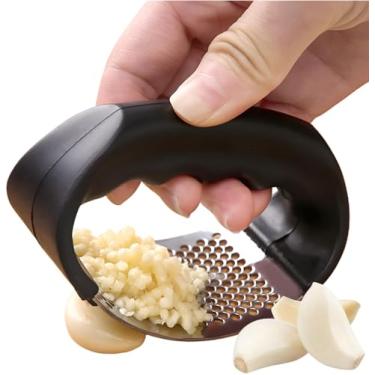 Imagem de Amassador de Alho Manual em Aço Inox – Espremedor/Triturador Ergonômico para Cozinha, Portátil, Inoxidável, Antiferrugem, Fácil de Limpar, Compatível com Lava-Louças