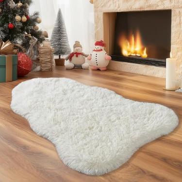 Imagem de WISH TREE Tapetes pequenos para quarto, tapete felpudo branco creme, tapete de 6 x 9 m, tapete de cabeceira felpudo macio e felpudo para decoração de interiores e estética
