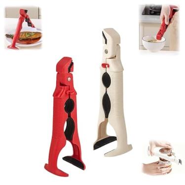 Imagem de Prendedor de prato quente 3 em 1, pacote com 2 clipes de silicone antiqueimadura para tigelas e prato, clipe abridor de pote antiderrapante para cozinha, fritadeira de ar, micro-ondas e assadeiras