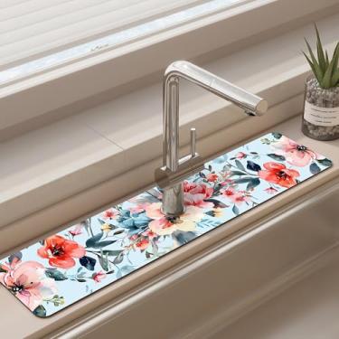 Imagem de Tapete de torneira para pia de cozinha - tapete absorvente de pia, protetor de respingos de secagem rápida para cozinha e banheiro - almofada de secagem antiderrapante com absorção de água atrás da