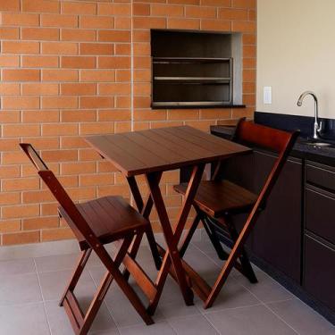 Imagem de Bistrô com 2 Banquetas para bar Dobrável de Madeira Ismalu, Imbuia