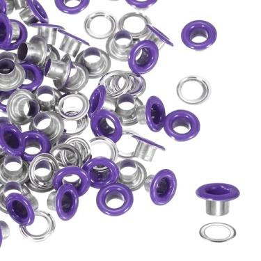Imagem de YELARXI Kit de ilhós, ilhós de metal, kit de ilhós com arruelas 4,5 mm 3/40.6 cm encaixe interno redondo para (tecido/sapatos/roupas/artesanato faça você mesmo/bolsa/cinto) conjunto 250 e roxo