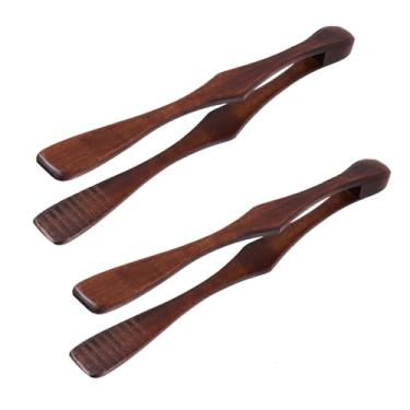Imagem de Pastlla 2 pinças de madeira para bifes, torradeira de madeira antiderrapante de 26 cm para cozinhar, churrasco, pão, bife, salada, frutas, fritadeira a ar, picles, lanches