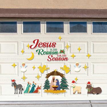 Imagem de EIGHTSTATES 30 peças de decorações de Natal para porta de garagem, ímãs de Natal de presépio, ímã de geladeira religioso, suprimentos de festa de Natal, decoração faça você mesmo, para família, porta