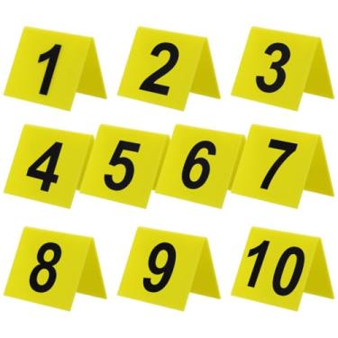 Imagem de Garneck 10 peças de barracas com número de mesa dupla face, 1 a 10 marcadores de evidências reutilizáveis para casamentos, festas e cenários de crime, números de mesa de acrílico para facilitar a