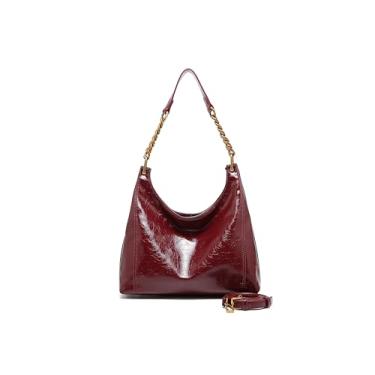 Imagem de Bolsa de ombro feminina - bolsas de ombro pequenas - bolsas estruturadas com alça superior - couro vegano com alça ajustável, Vermelho, Small, Bolsa quadrada pequena transversal