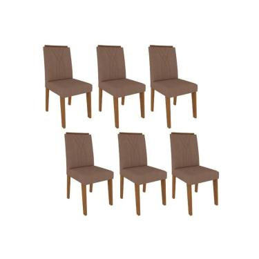 Imagem de Cadeira Sala de Jantar Nicole Kit 6 Un Savana/Suede Pluma - Cimol