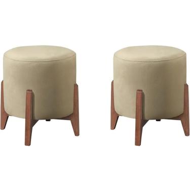 Imagem de Kit 2 Puff Puf Sala Lhor Veludo Bege Rm Bege