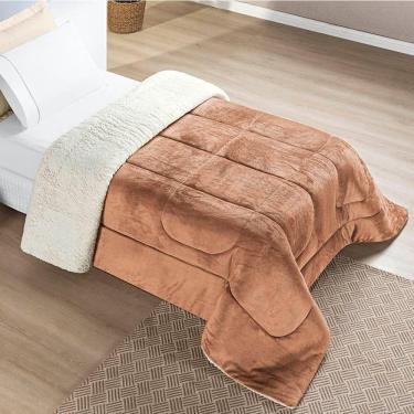 Imagem de Edredom Solteiro Coberdrom Sherpa/mantinha Everest 1 Peça - Apricot