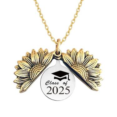 Imagem de LuvQaze Colar de formatura de girassol banhado a ouro 18 k para mulheres, presente de formatura para estudantes de graduação, Small, Cobre, Sem Pedra Preciosa