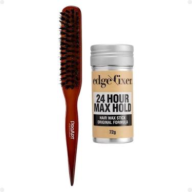 Imagem de Kit Cera Fixadora de Cabelo Edge Fixer Kiss New York e Escova para Acabamento e Penteado Proart