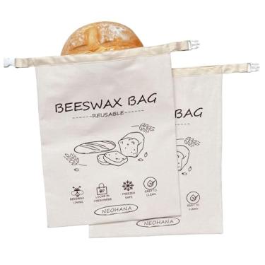 Imagem de Tiiyee Pacote com 2 sacos de pão de cera de abelha para massa fermentada, saco reutilizável de cera de abelha de algodão para pão caseiro, 43 cm x 33 cm, saco de pano para armazenamento de alimentos