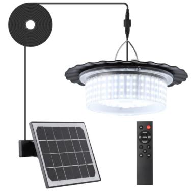 Imagem de Luz de sensor de movimento movida a energia solar, pingente de teto com 5 modos de iluminação, controle remoto, 244 LEDs para galpão ao ar livre, garagem, quintal