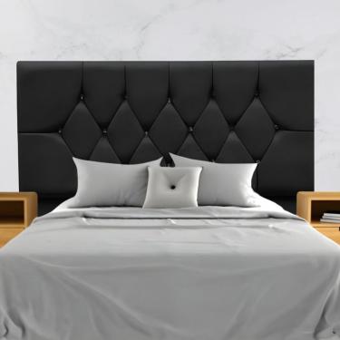 Imagem de Cabeceira Solteiro Cama Box Estofada 90 Cm Suede Lisboa Preto