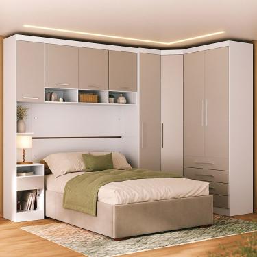 Imagem de Quarto 8 Portas 5 Gavetas Cab Qn Alpes Master Luciane Móveis Branco Pf-cinammon Pf