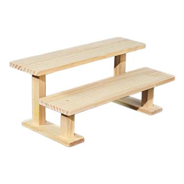 Imagem de Wswqop Suporte de exibição de figuras, organizador de armazenamento, expositor de madeira, suporte para cupcakes, ideal para artesanato, joias e decoração de, 2 Nível 30cm