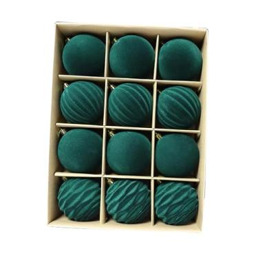 Imagem de oshhni Conjunto de 12 enfeites natalinos para pendurar, bolas decorativas de Natal de 6 cm, ideais para decoração de portas, jardins e festas em ambientes, Verde