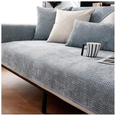 Imagem de SPXMQSS Capas de assento de sofá, capas seccionais macias de chenille, capa de sofá universal antiderrapante em forma de L, protetor de móveis de 1/2/3/4 lugares, lavável, C 110 x 160 cm