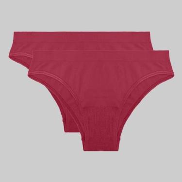 Imagem de Kit 2 Calcinhas Lupo Loba Biquíni Sem Costura 40400, Cherry, GG