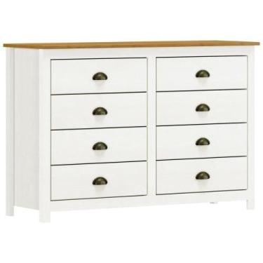 Imagem de Cômoda Para Quarto Closet 8 Gavetas Madeira Maciça Mazzaro F06 Branco 