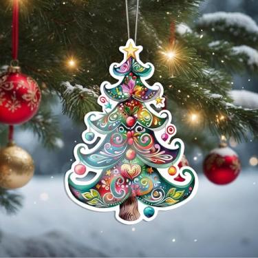 Imagem de Enfeites de Natal, árvore de cristal, enfeites de árvore de Natal feitos à mão, decoração de carro e casa - presentes de Natal, decoração de artesanato em acrílico, ideias de troca de presentes para