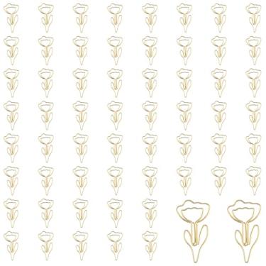 Imagem de WJIAAA Clipes de papel fofos, 60 peças de clipes de papel decorativos de metal em forma de flor, marcadores de página para materiais de escritório em casa, organização de arquivos de mesa, decoração