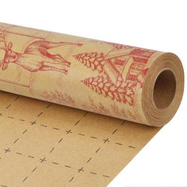 Imagem de Papel de embrulho LaRibbons Christmas Kraft Rustic Red Winter
