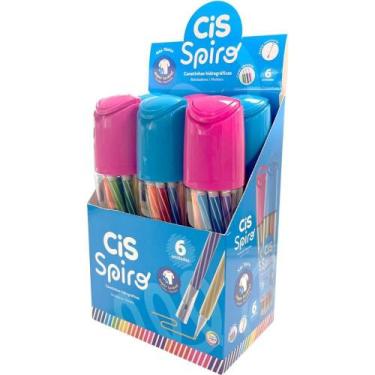 Imagem de Caneta Hidrográfica CIS Spiro 12 Cores Azul e Rosa Display com 6 - Ser