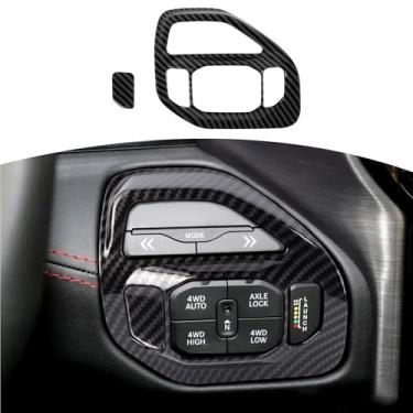 Imagem de JOSHELA Capa de acabamento para painel de controle RAM TRX 4WD adequada para RAM TRX 2018-Present Black Carbon Fiber Acessórios interiores 2 peças
