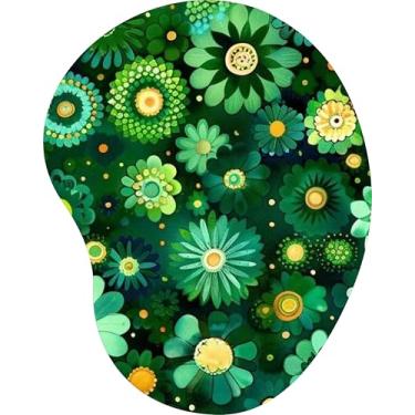 Imagem de Mouse Pad Ergonômico Gota Arte Margaridas Multicor Verde Água