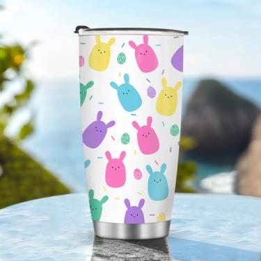 Imagem de Caneca de café para viagem com isolamento térmico garrafa de água estilo coelho meninos meninas presentes para Natal, aniversário, dia das crianças, presente de aniversário masculino 590 ml, alça