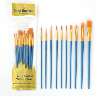 Imagem de Conjunto de 20 pincéis de tinta acrílica com cabo perolado, kit de pincéis de aquarela a óleo com cabelo de nylon para adultos, crianças, iniciantes, preto