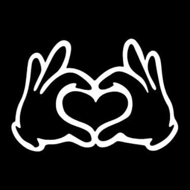 Imagem de Adesivo de carro com arte em vinil coração amor à mão, adesivo durável à prova d'água para janelas/para-choques, cadernos e laptops, presente romântico para amantes (branco)