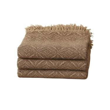 Imagem de Manta de Algodão Grande para Sofá Casal King 3,00X1,80M Grande 2,40X1,80m Pop pequena 2,20X1,50M sua casa(FLOR DO SERTÃO CRU COM MARROM)