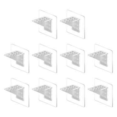 Imagem de Estacas autoadesivas de suporte de prateleira de 10 peças, clipes de divisória de armário para organização de guarda-roupa e estante