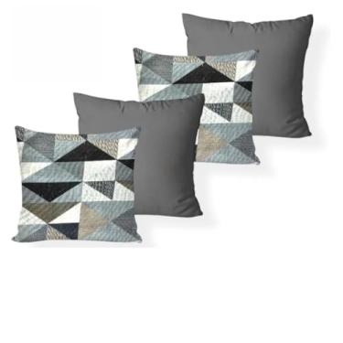 Imagem de KIT 4 ALMOFADAS CHEIAS DECORATIVAS 45x45 CENCHIMENTO(GEOMÉTRICO CINZAcCINZA)