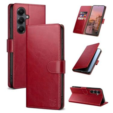 Imagem de SUANPOT Capa carteira compatível com Samsung Galaxy S25 Plus com suporte para cartão de crédito com bloqueio RFID, capa protetora de couro PU para homens e mulheres para Samsung S25 Plus, cor vermelha