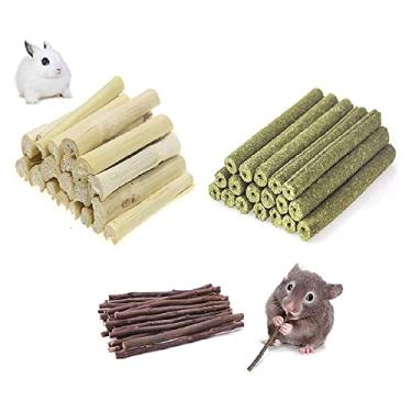 Imagem de Brinquedos para Roer de Hamster Petisco Madeira Natural com Palitos Feno Timóteo Bambu Doce Molar Chinchila Porquinho-da-Índia Gerbil Coelho Pequenos Animais e Brincadeira