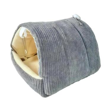 Imagem de WeiLaiKeQi de Inverno Quentinho para Gaiola, Caverna Aconchegante, Casinha de Pássaros, Cama Suspensa para Pássaros, Rede para Pássaros Azuis, Calopsitas, Cinza