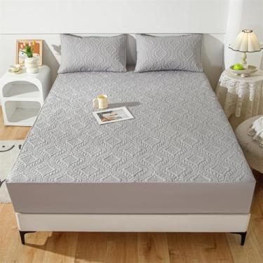 Imagem de Lençol com elástico alto, lençol de cama, protetor de colchão coleção de hotel, ultramacio e lavável, para sofás e colchões ajustáveis - cinza claro||200 x 200 cm