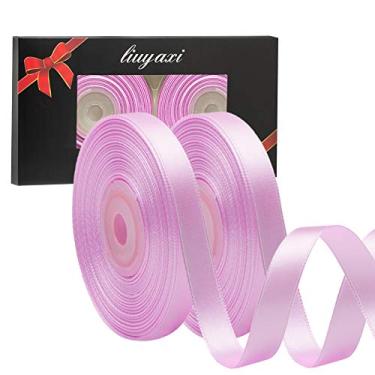 Imagem de Fita de cetim de lavanda dupla face de cor lisa 1,27 cm x 50 metros, fitas perfeitas para artesanato, decoração de casamento, fabricação de laços, costura, embalagem de presente e mais