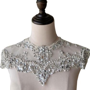 Imagem de Vestido de festa com apliques de renda com contas brancas e detalhes brilhantes para casamentos, bailes de formatura