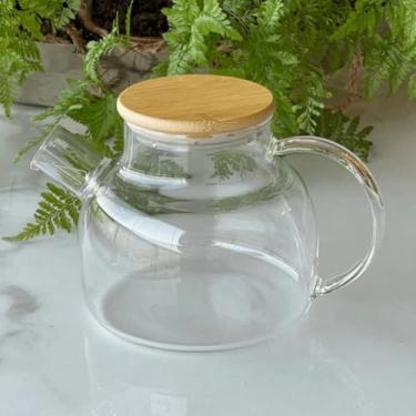 Imagem de Bule Chaleira de Vidro Borossilicato Âmbar vai ao fogo com Tampa de Bambu chaleira de vidro，chaleira，chaleira de vidro que vai ao fogo(TRANSP LISO 1L,2 UNIDADES)