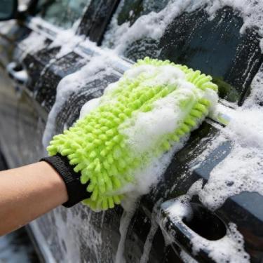 Imagem de 1 peça de pano de limpeza de microfibra, luvas de lavagem de carro, verde, sem fiapos e não arranha tinta de carro 9,84 x 18 cm