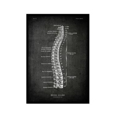 Imagem de Arte vintage de anatomia humana – pintura em tela de educação médica esqueleto humano gaiola cérebro coração anatomia pôster para decoração de casa de clínica hospitalar (SKU9,20,3x30,5 cm = (20 x 30