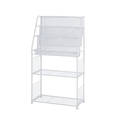 Imagem de Brochura de revistas Suporte de rack prateleiras de malha prateleira de exibição de armazenamento para escritório em casa exposição exposição decoração estante de livros (cor: preto) (branco)