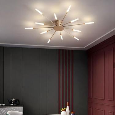 Imagem de Lustre de teto LED moderno, dimerizável, com 42 lâmpadas, cúpula de acrílico, ideal para sala de jantar, quarto e sala de estar. Temperatura de cor: 3000-6000K. Efeito fogos de artifício (do