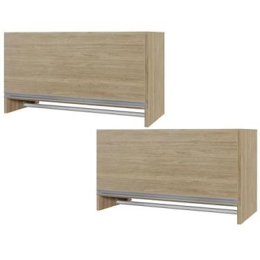 Imagem de Kit 02 Armários Multiuso Aéreo Cabideiro Grécia L03 Castanho - Lyam - 