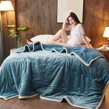 Imagem de Cobertor de lã, cobertores e mantas fofos, femininos, masculinos, para cama, adulto, longo, duplo, solteiro, para sofá, inverno, xale, quente, macio e confortável, lavável na máquina, primavera
